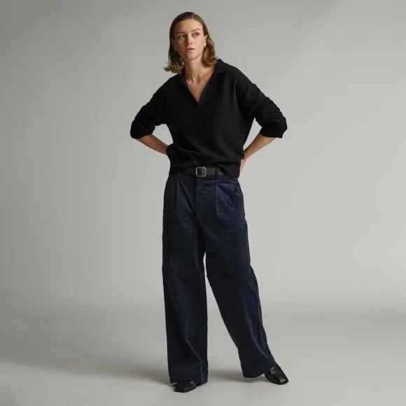 NEW Everlane Women’s Cashmere Polo Black Sweater Size XSmall - Picture 5 of 14